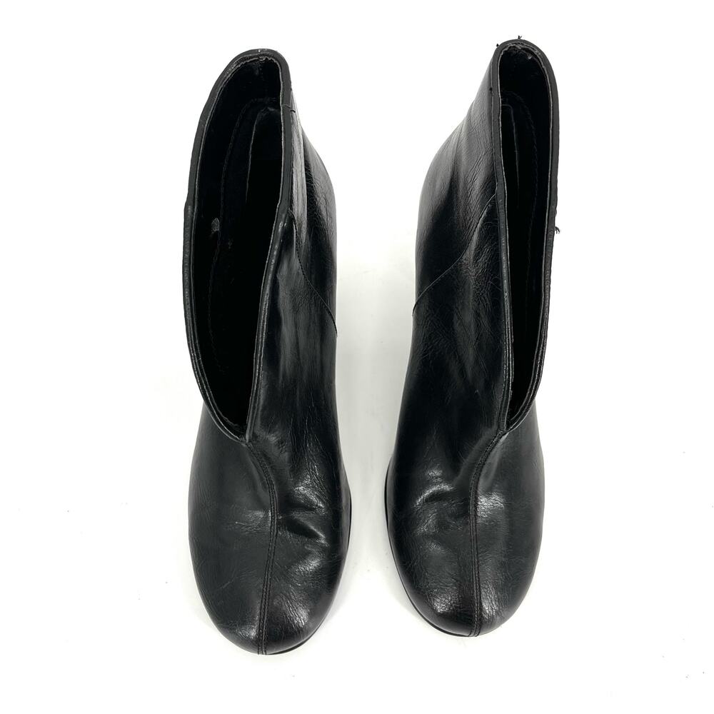 Aerosoles A2 Gravity Black Leather Pull-On booties‎ Heel Ankle Boots (7M) - Picture 4 of 11